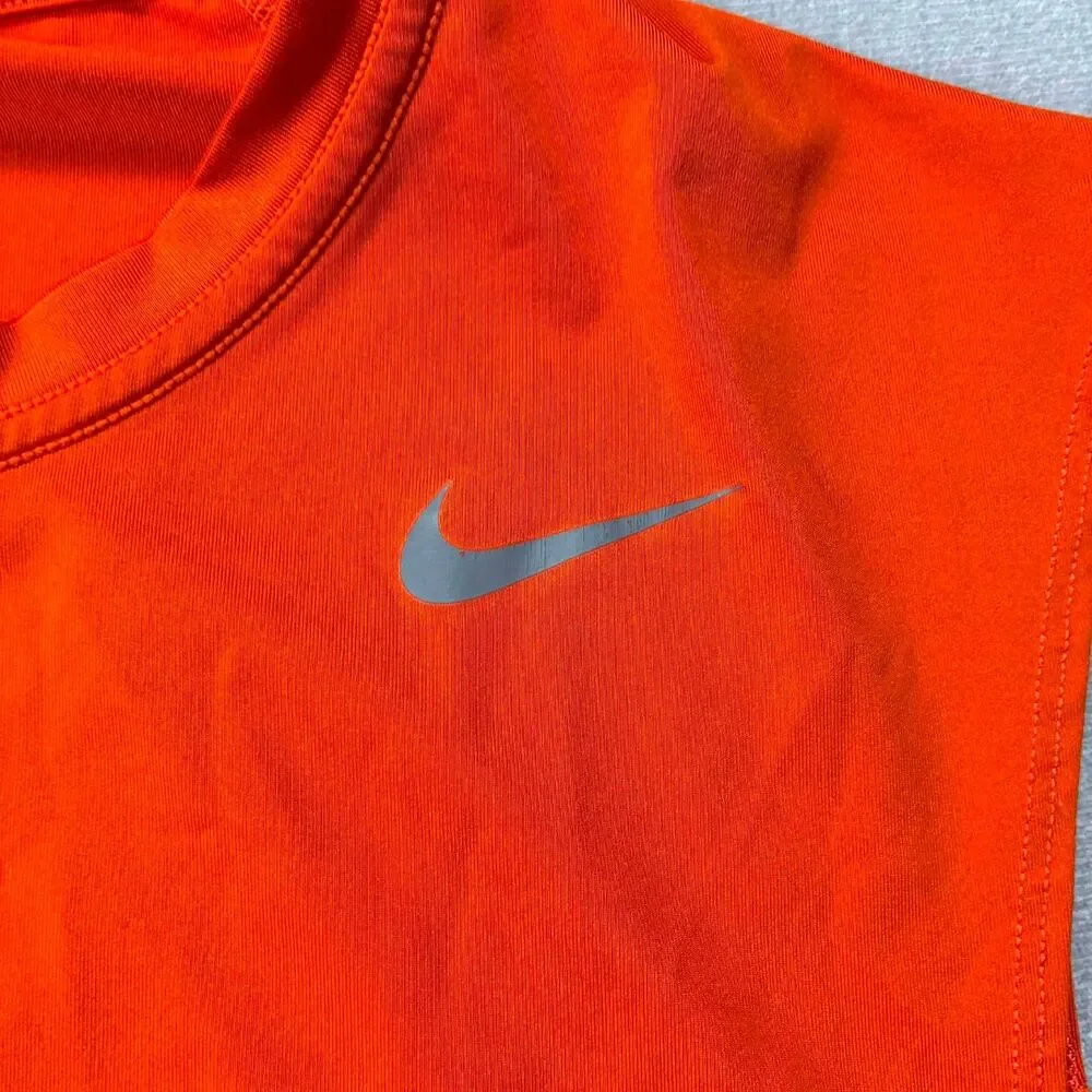Nike Pro Combat Shirt Mens XL Orange Dri Fit Compression Sleeveless Athletic